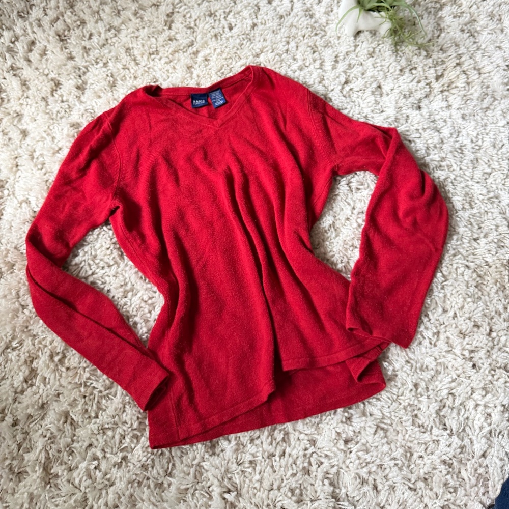Chic Basic Editions Classic Red V-Neck Super Soft… - image 1